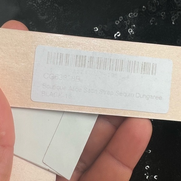 Boohoo boutique alice satin adjustable strap sequin dungaree jumpsuit size 12 - Picture 7 of 10